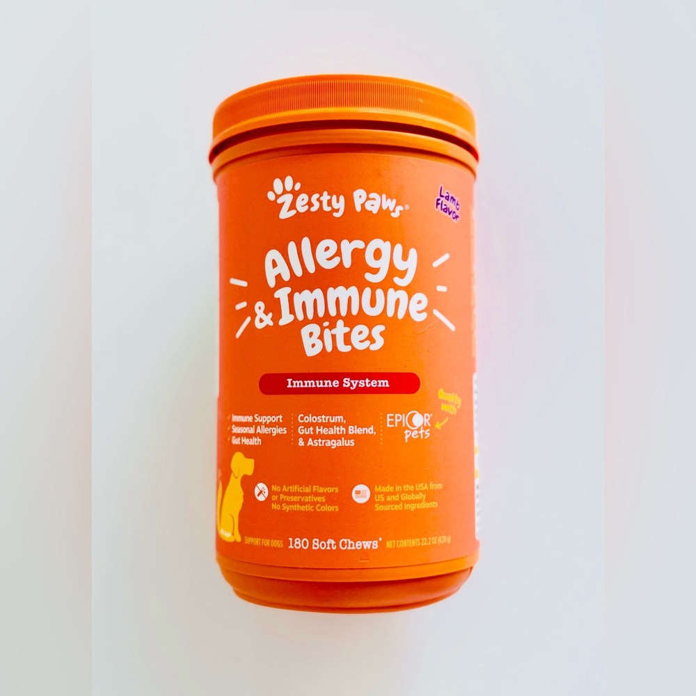 Zesty Paws Allergy & Immune Bites for Dogs Lamb Flavored 180 Soft Chews